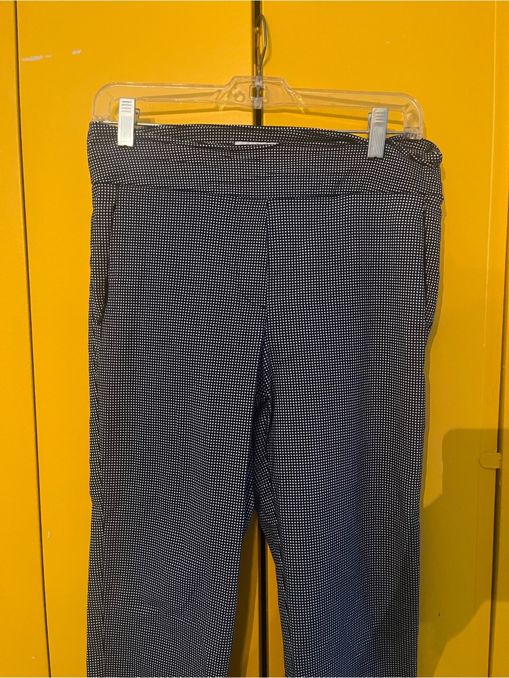 Margaret M Navy and  White Micro-Check Skinny Pants Size L